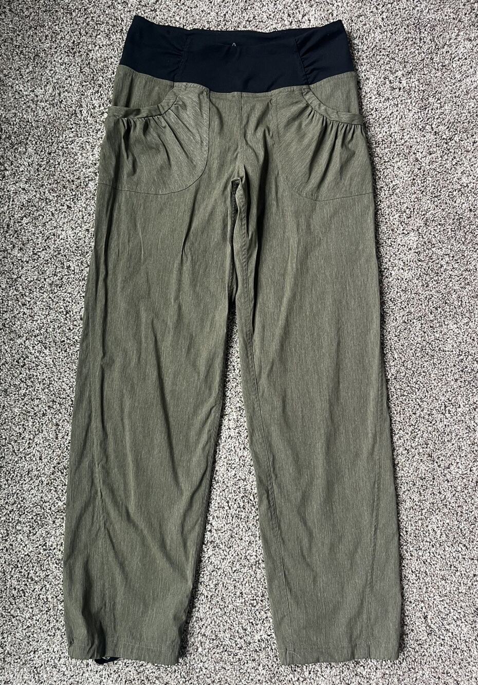 prAna Summit Pants Womens S Short Olive Green Black Pull On Hiking Travel